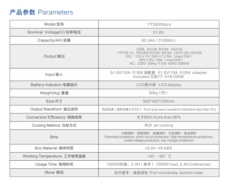 久久久精品中文字幕麻豆发布拉箱式戶外電源YT3000Xpro參數